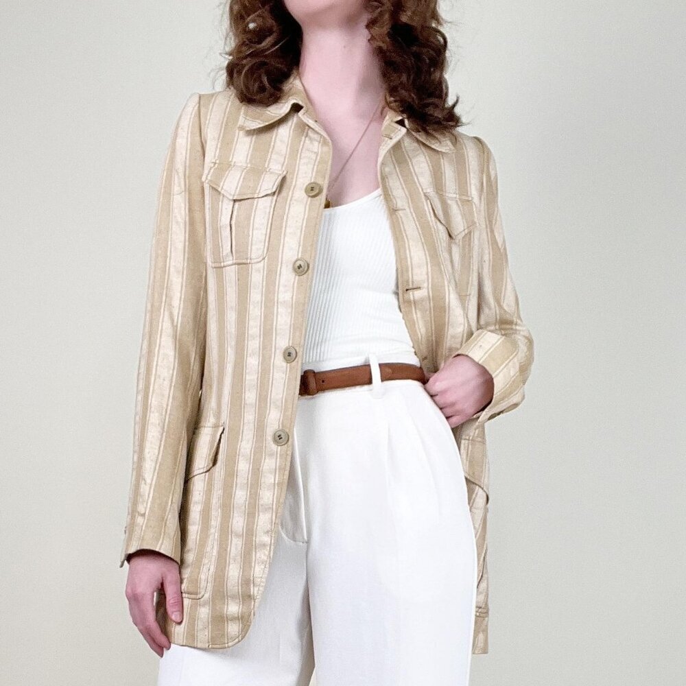 Vintage French Silk Striped Coastal Preppy Euro Girl Old Money Quiet Luxury 70s